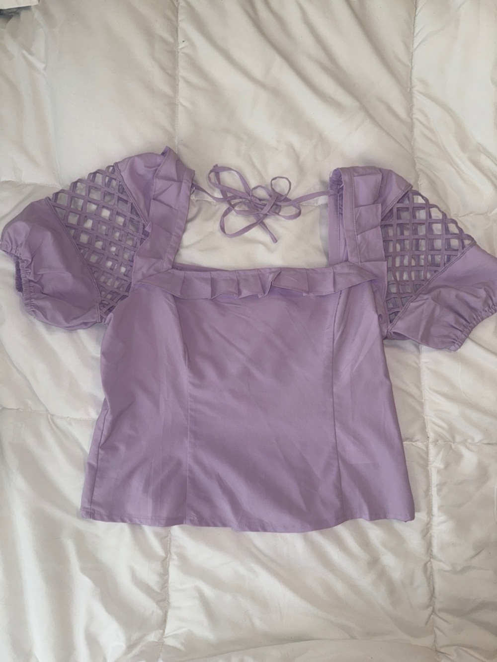 Square-Neck Puff Sleeve Blouse in Lilac - Women